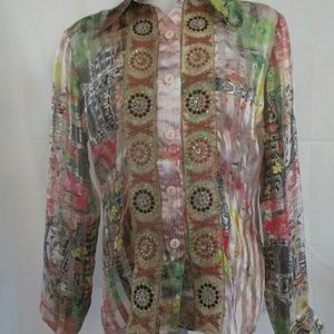 Floral Semi Sheer Button Down Blouse ♡♡